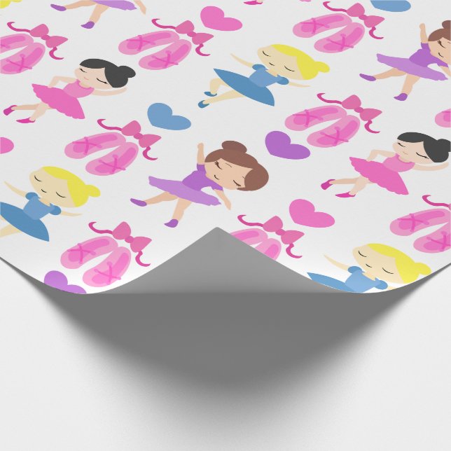 Girl's Ballet Dancers and Shoes Pattern Wrapping Paper (Corner)