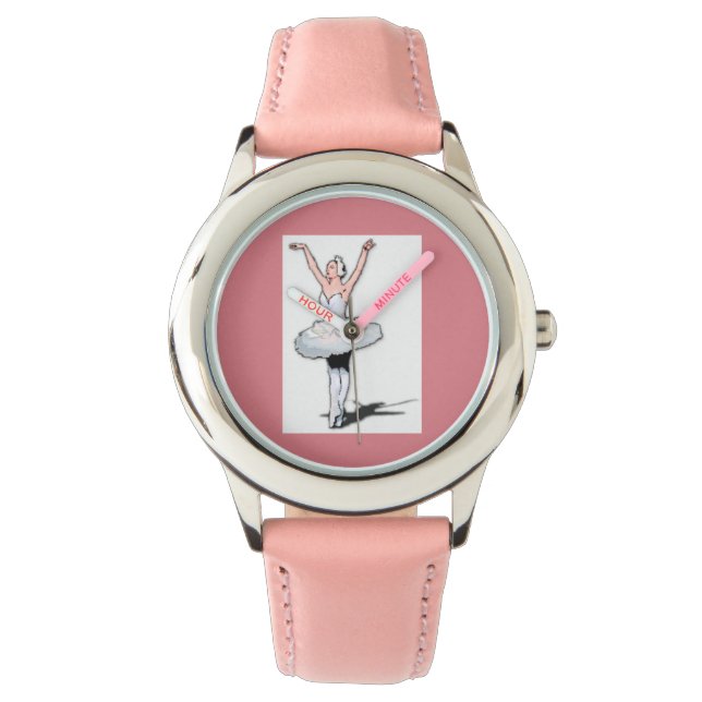 Girls Ballet Pink Dance Gift Ballerina Kids Watch (Front)