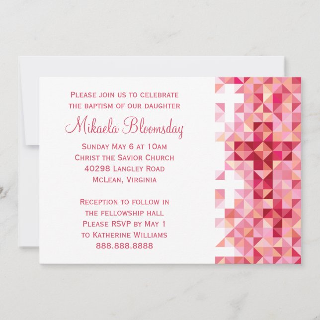 Girls Baptism Baby Dedication First Holy Communion Invitation (Front)