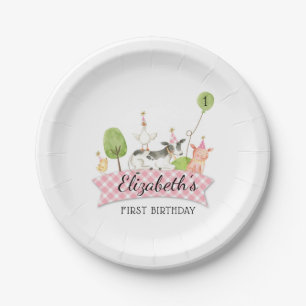Girls Barnyard Birthday Party Paper Plate