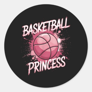 Girls Basball Princess - Cute Pink Classic Round Sticker
