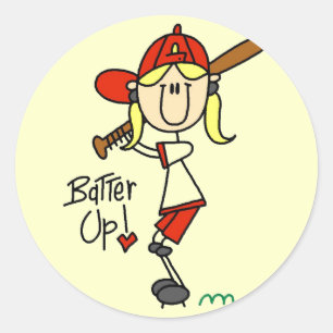 Girls Baseball Batter Up Tshirts and Gifts Classic Round Sticker