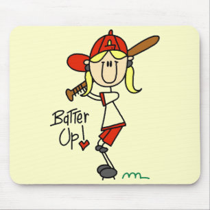 Girls Baseball Batter Up Tshirts and Gifts Mouse Mat