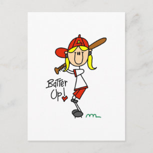 Girls Baseball Batter Up Tshirts and Gifts Postcard