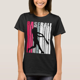 Girls Baseball Birthday Retro Colours Pink Grey Di T-Shirt