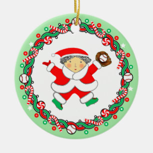 Girls Baseball Ceramic Tree Decoration