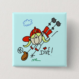 Girls Baseball Dive Tshirts and Gifts 15 Cm Square Badge