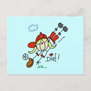Girls Baseball Dive Tshirts and Gifts Postcard