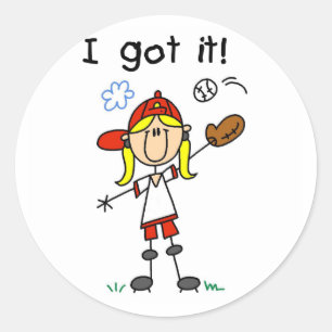 Girls Baseball I Got It Classic Round Sticker