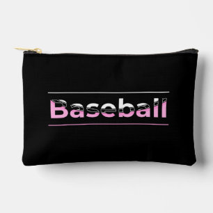 Girls Baseball - Pink Geometric Typography Accessory Pouch