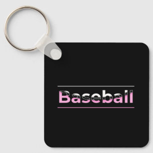 Girls Baseball - Pink Geometric Typography Key Ring