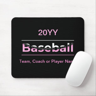 Girls Baseball - Pink Geometric Typography Mouse Mat