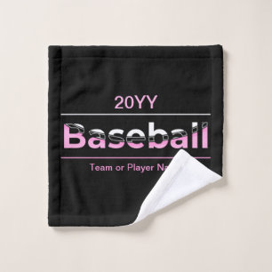 Girls Baseball - Pink Geometric Typography Wash Cloth