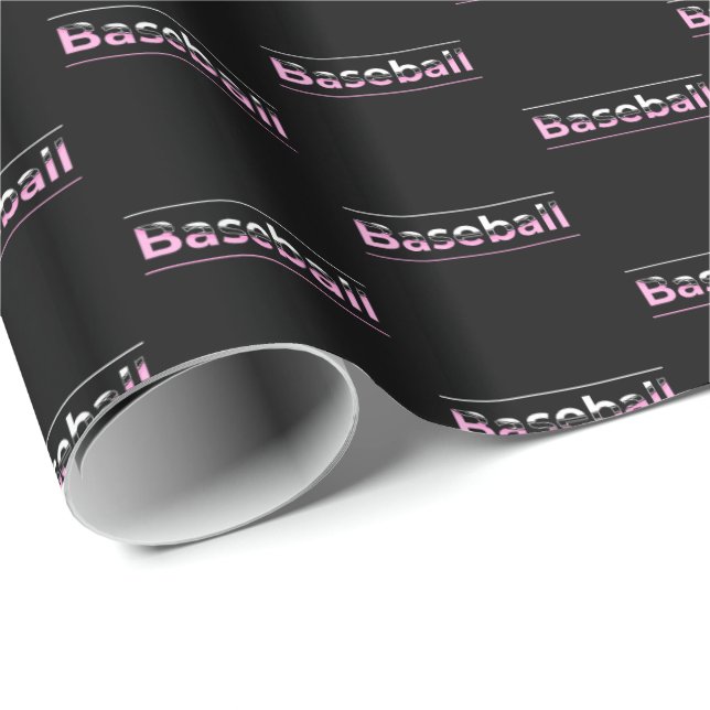 Girls Baseball - Pink Geometric Typography Wrapping Paper (Roll Corner)