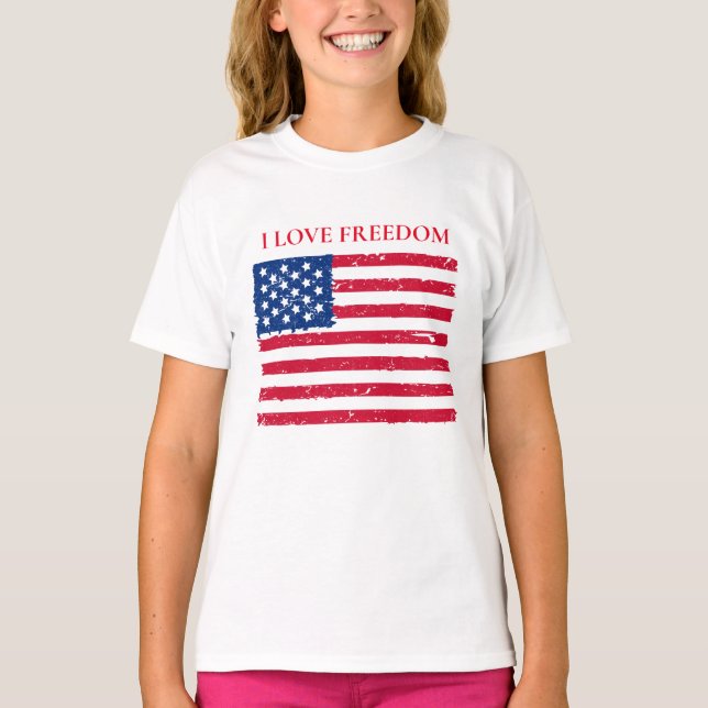 Girls Basic T-Shirt-Patriotic T-Shirt (Front)