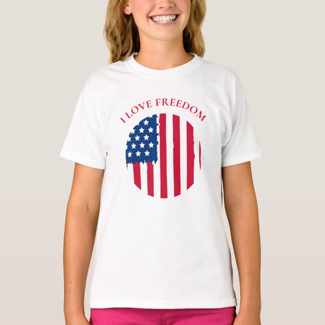 Girls Basic T-Shirt-Patriotic T-Shirt (Front)