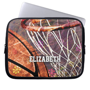 Girls Basketball and Hoop pink purple her name Laptop Sleeve