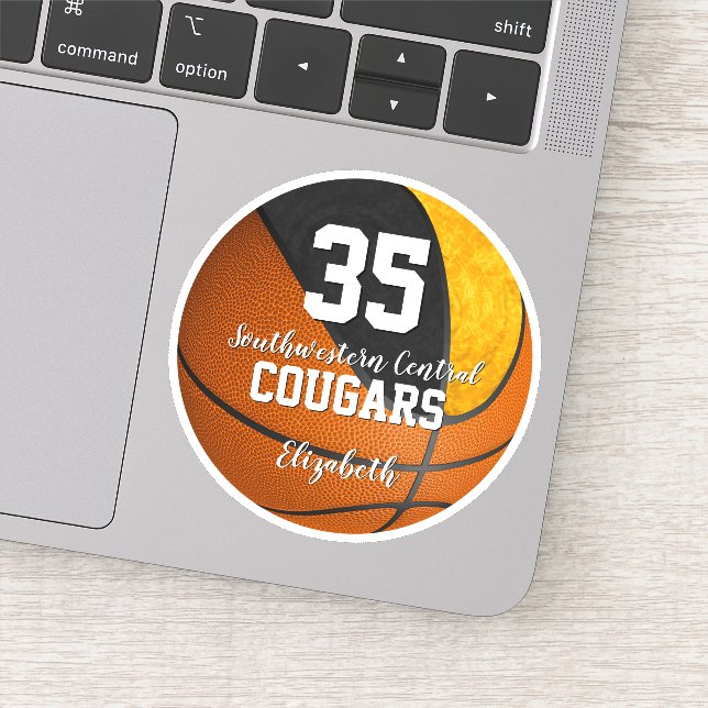 girls basketball black gold school team colours (Detail)