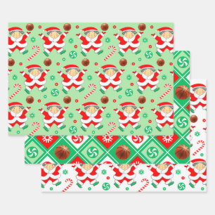 Girls Basketball Christmas Wrapping Paper Sheet