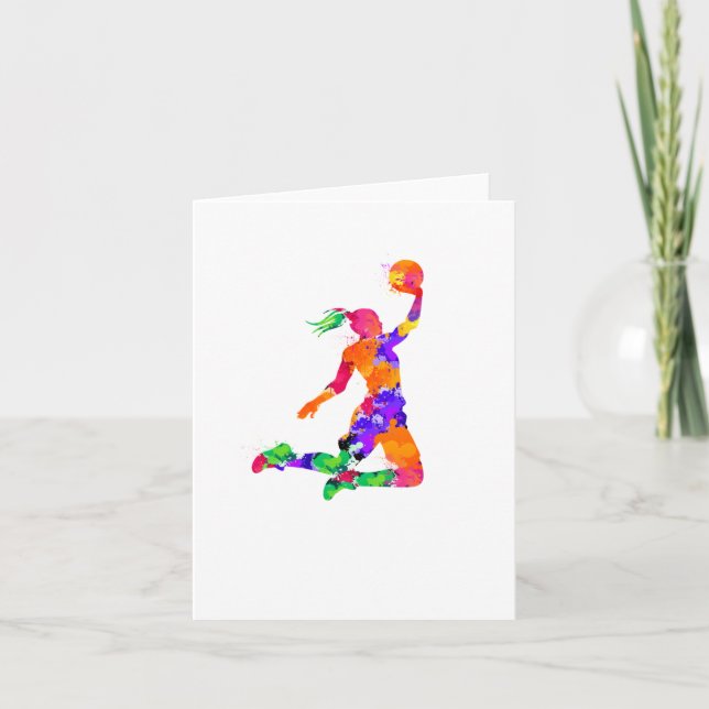 Girls Basketball For Basketball Fan And Basketball Card (Front)