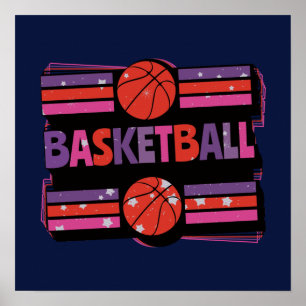 Girls Basketball Geometric Artistic Typography Poster