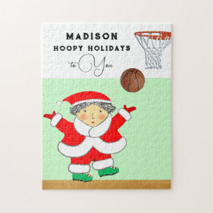 Girls Basketball Holiday Gift Jigsaw Puzzle