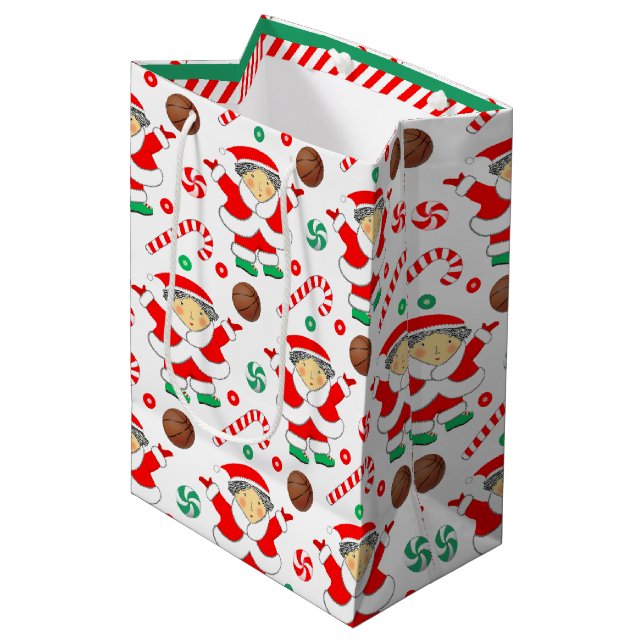 Girls Basketball Medium Gift Bag (Front Angled)