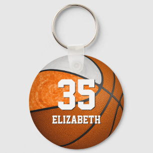girls basketball orange white team colours key ring
