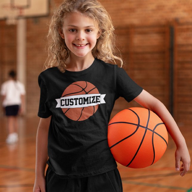 Girls' Basketball Player Custom Team/School Name T-Shirt (Girls basketball team shirts with custom team name or text.)