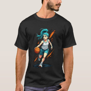 Girls Basketball Player in Motion Graphic Kids Gir T-Shirt