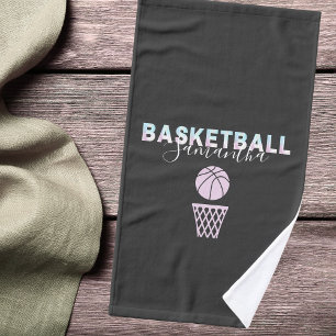 Girls Basketball Player Personalised Holographic Hand Towel