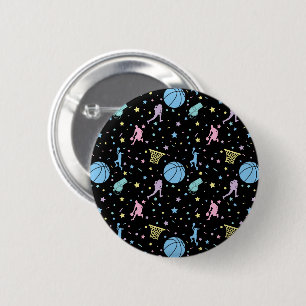 Girls Basketball Players - Stars Pattern 6 Cm Round Badge