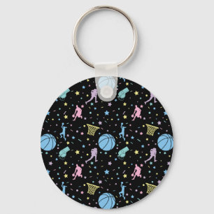 Girls Basketball Players - Stars Pattern Key Ring