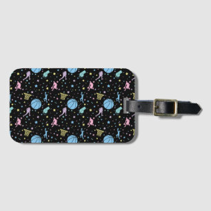 Girls Basketball Players - Stars Pattern Luggage Tag