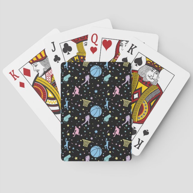 Girls Basketball Players - Stars Pattern Playing Cards (Back)