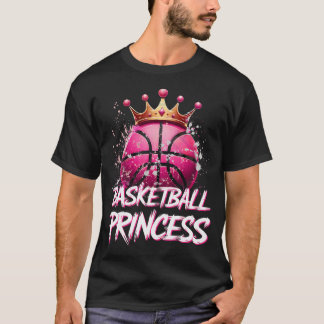 Girls Basketball Princess Pink Basketball Ball T-Shirt
