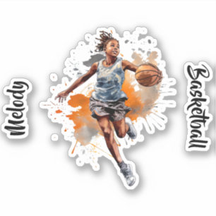 Girls Basketball Watercolor Personalised