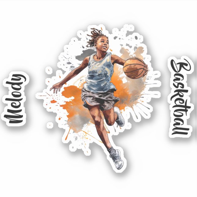 Girls Basketball Watercolor Personalised (Front)