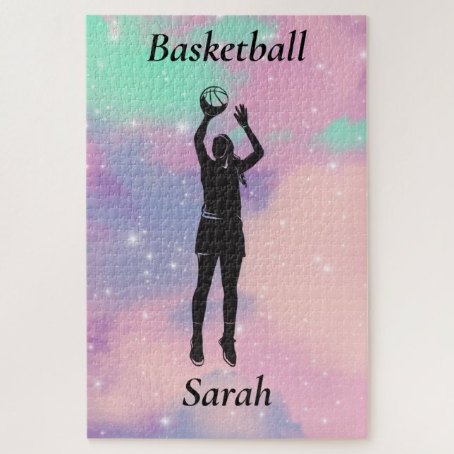 Girls Basketball With Watercolor background Girls  Jigsaw Puzzle (Vertical)