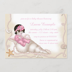 Girls Beach Baby Shower Invitation