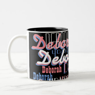 girl's beautiful names pattern black Two-Tone coffee mug