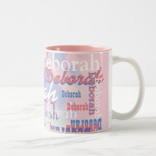 girl's beautiful names pattern pink Two-Tone coffee mug
