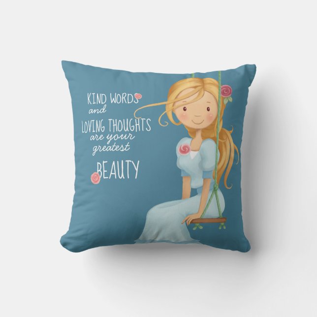 Girls beauty inspirational quote throw pillow (Front)