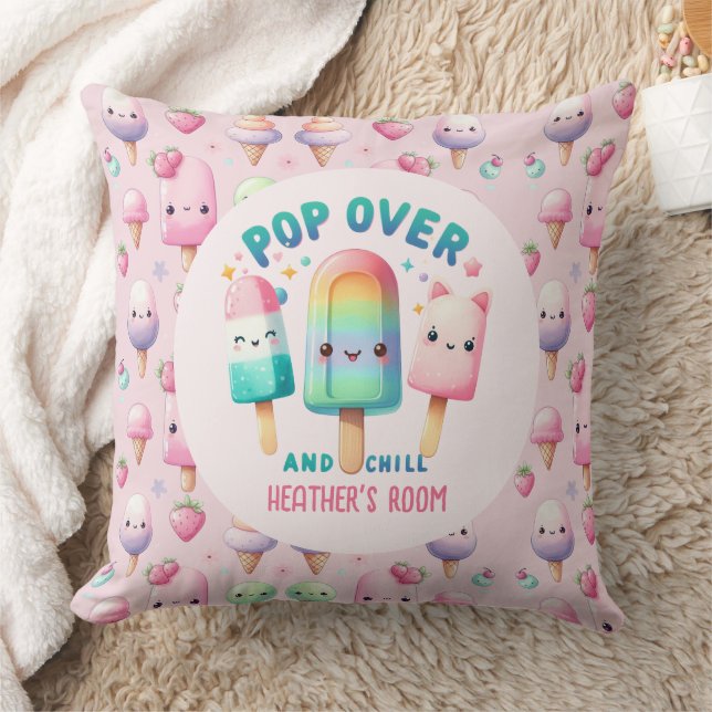 Girl's Bedroom Decor POP on Over and Chill Ice Pop Cushion (Blanket)