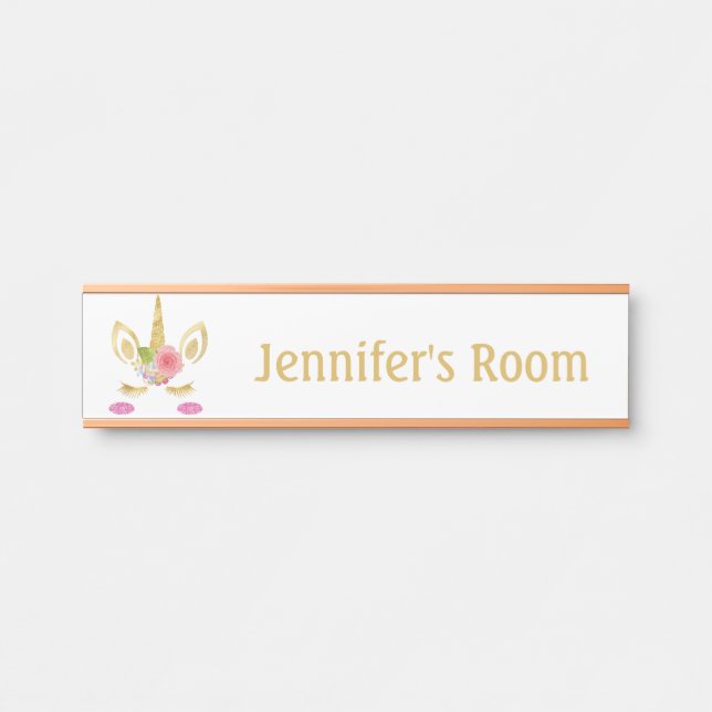 Girls Bedroom Girls' Unicorn Door Sign Name Plate (Front)