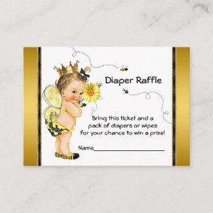 Girls Bee Diaper Raffle Ticket Enclosure Card