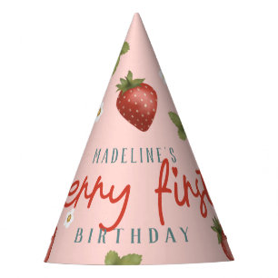 Girls Berry First Strawberry 1st Birthday Party Hat