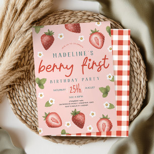 Girls Berry First Summer Kids First Birthday Invitation