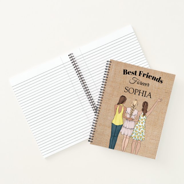 Girls Best Friends Rustic Hessian Spiral Notebook (Inside)