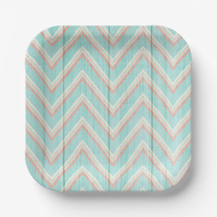 Girl's Birthday Chevron Cottage Chic Tea Party Paper Plate